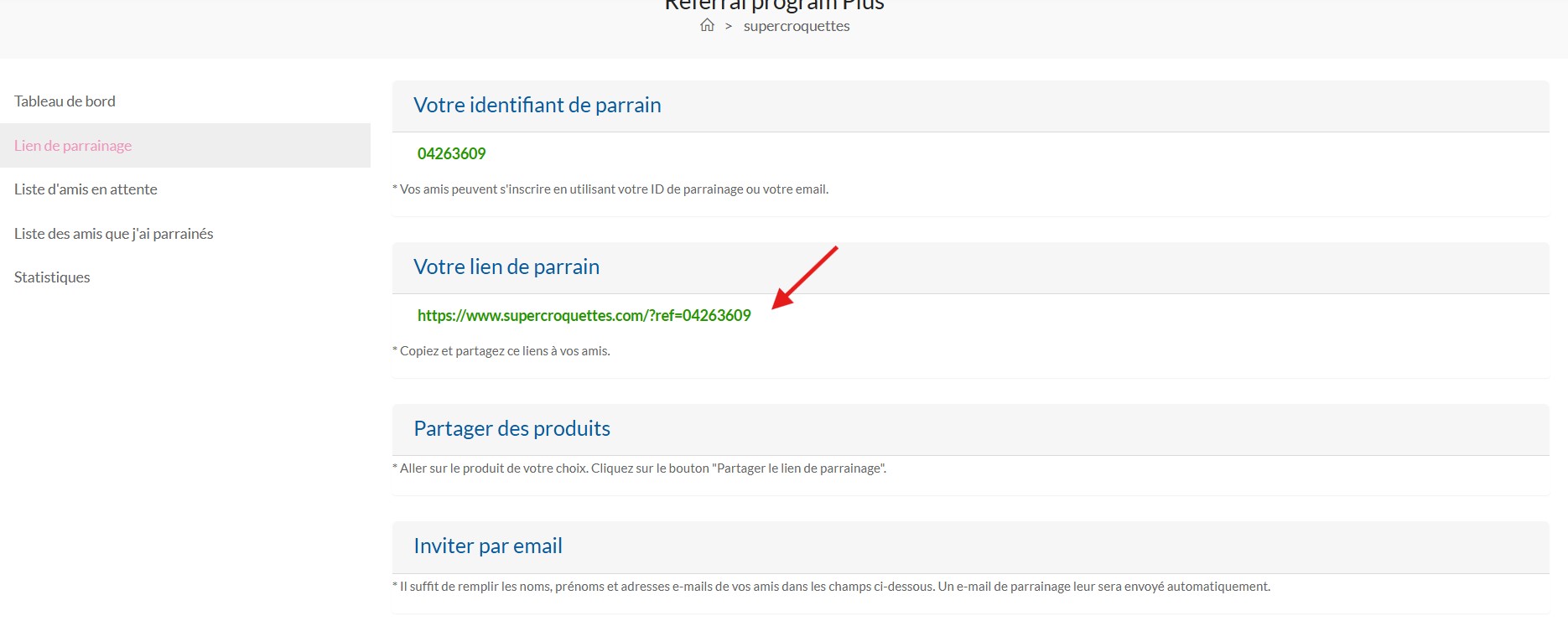 lien de parrainage a partager